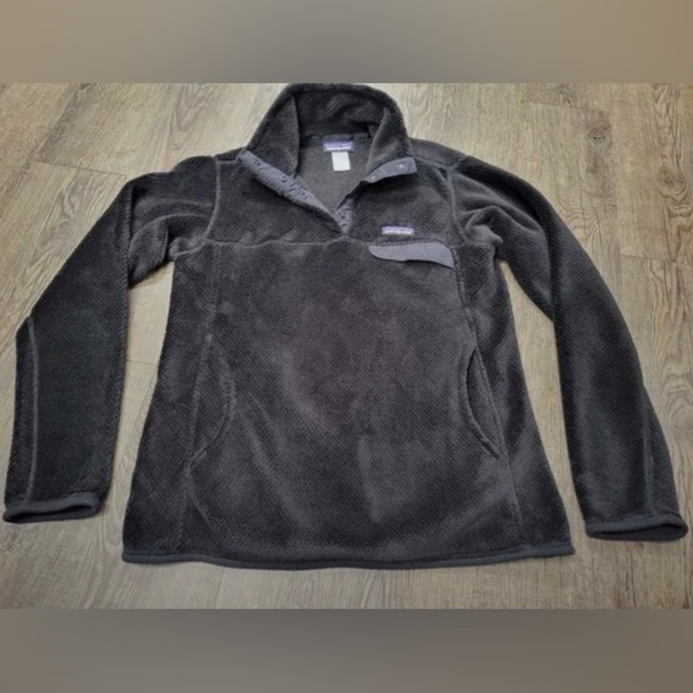 Patagonia Womens Solid Black Polartec Thermal Pro Soft Pullover Fleece Med